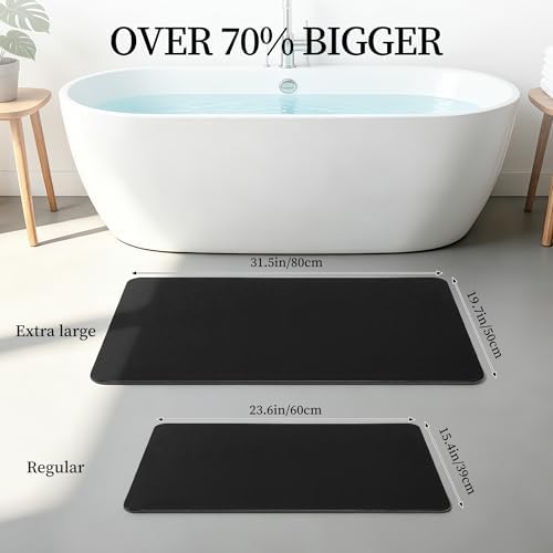 THMINS Black Extra Large Stone Bath Mat - Image 2