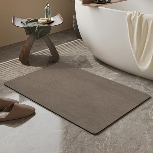 Mecko Bath Mat 16"x24", Ultra Thin Bathroom Rug fit Under Door Brown by Mecko