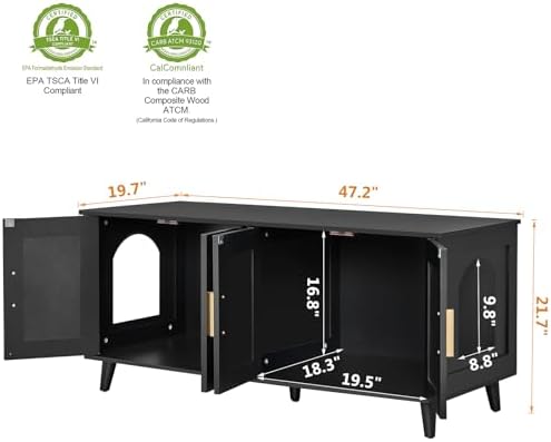Homhedy Boho Cat Litter Box Enclosure - Image 3