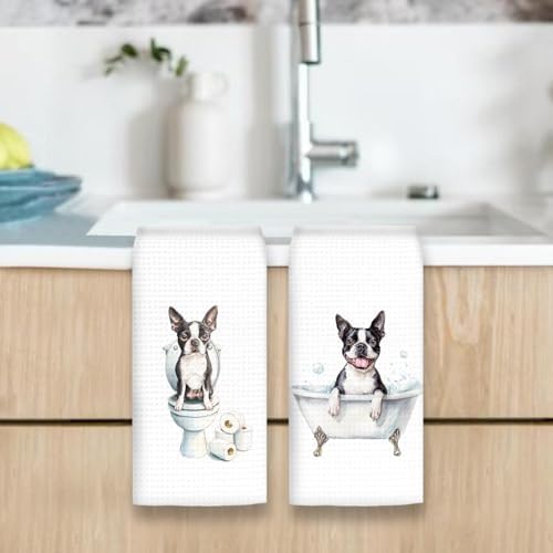 Funny Boston Terrier Dog Hand Towels Set of 2, Gifts - Image 6