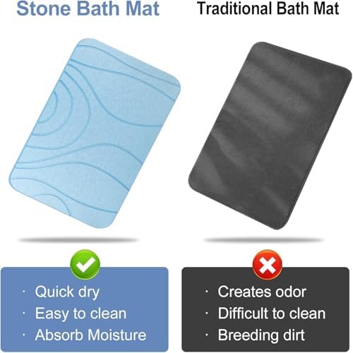 Stone Bath Mat, 2 Pack Diatomaceous Earth Shower Mat, Non-Slip Super Absorbent - Image 5