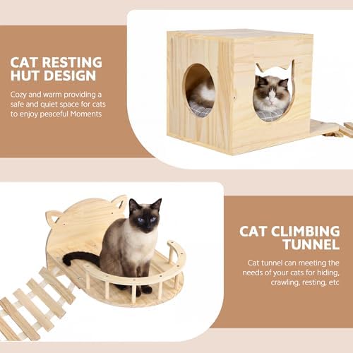 Floor to Ceiling Cat Tree with Cat Wall Shelves, Cat Furniture Set - Image 5