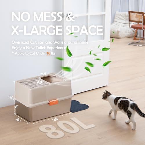 MEEXPAWS Stainless Steel Cat Litter Box Top Entry XL Large - Image 4