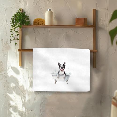 Funny Boston Terrier Dog Hand Towels Set of 2, Gifts - Image 4