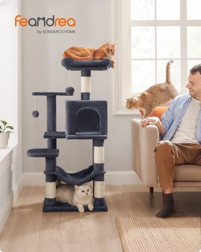 Feandrea Cat Tree, 44.1-Inch Cat Tower, Smoky Gray - Image 2