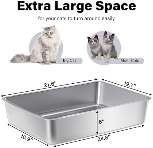 Stainless Steel Litter Box, Metal Cat Litter Box XXXL - Image 2