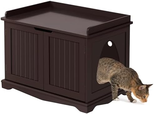 Yaheetech Cat Litter Box Enclosure, Hidden Pet Washroom Wooden Litter Cabinet by Yaheetech