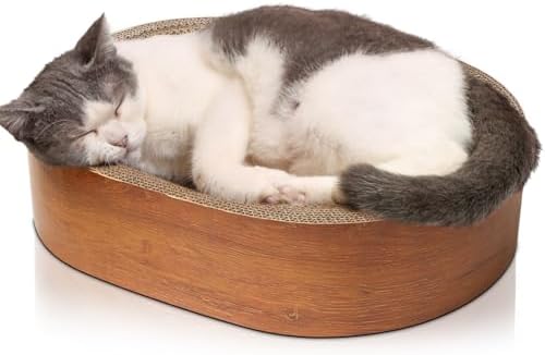 ComSaf Cat Scratcher Bed, Oval Cardboard Scratch Pad Bowl by ComSaf