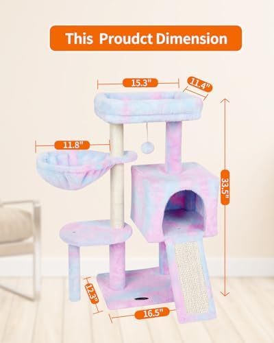 Cute Cat Tree Kitten Cat Tower Condo Furniture Scratching Posts Hammock - Image 2