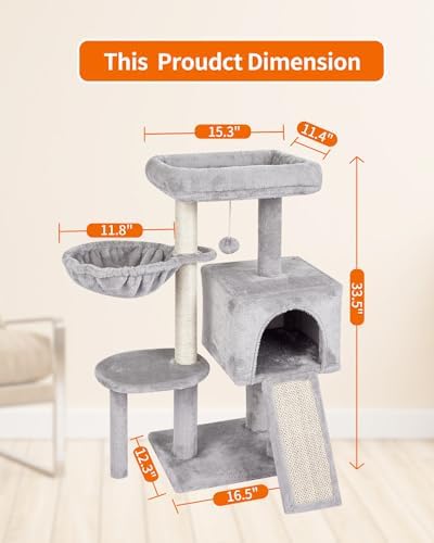 Cute Cat Tree Kitten Cat Tower Condo Furniture Scratching Posts Hammock - Image 3