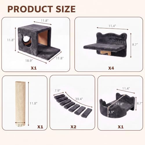 Cat Wall Furniture, 9 in 1 Cat Wall Shelves Set - Image 2