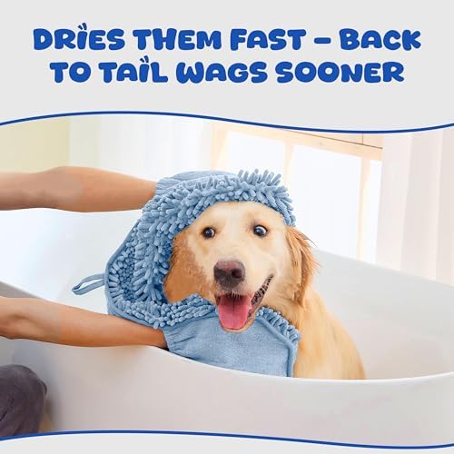 Dog Towel for Drying Dogs, Absorbent Microfiber Bath Towel, Hand Pockets - Image 7