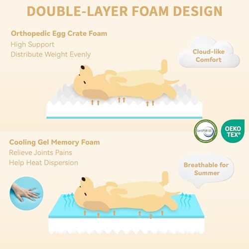 Orthopedic Dog Bed for Extra Large Dogs, Light Grey - Image 2