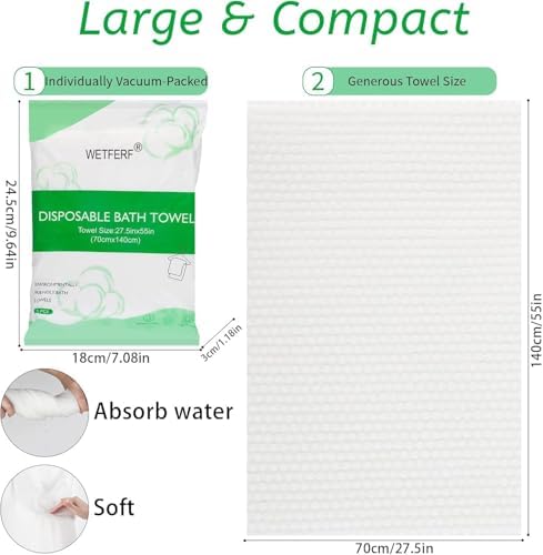 5 Pack Disposable Bath Towels Large 55"x27.5" Thick - Image 5