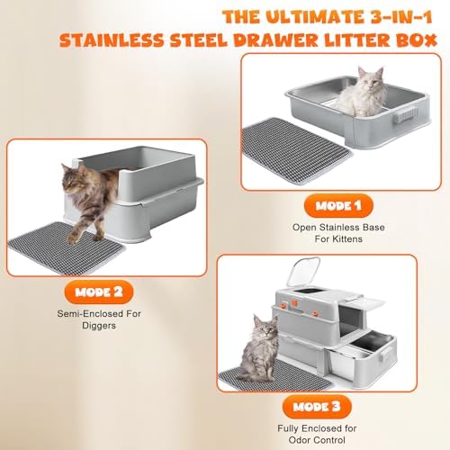 Homegroove Enclosed Stainless Steel Cat Litter Box - Image 5