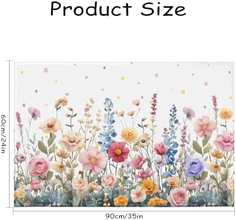 Giwawa Colorful Flower Bath Rug Botanical Floral Extra Soft Bathroom Carpet - Image 3