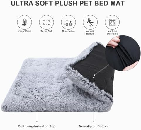 Large Dog Bed Crate Pad 35", Washable Soft Plush Pet Mats - Image 4