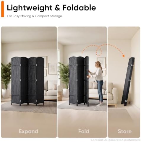JOSTYLE Outdoor Privacy Screen 4-Panel Folding Room Divider Space Partition - Image 6