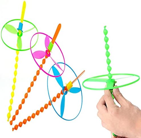 Flying Helicopter Toy, 20 Sets Hand the Rotating Circle Helicopter, Bamboo - Image 4