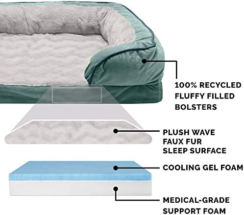 Furhaven Cooling Gel Dog Bed for Large/Medium Dogs w/ Removable Bolsters & - Image 3