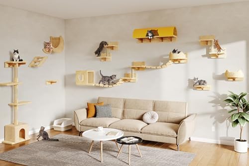 Cat Wall Furniture, 26 in 1 Cat Shelves w/Cat Tree by Homiflex