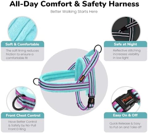 Didog No Pull Dog Harness for Medium Dogs, Soft Flannel Padded, Mixed-Blue - Image 5