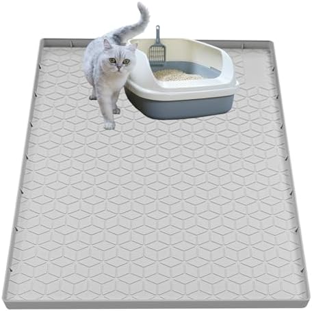 Cat Litter Mat for Litter Box, Silicone Large Cat Litter Trapping Mat by Jacooxi