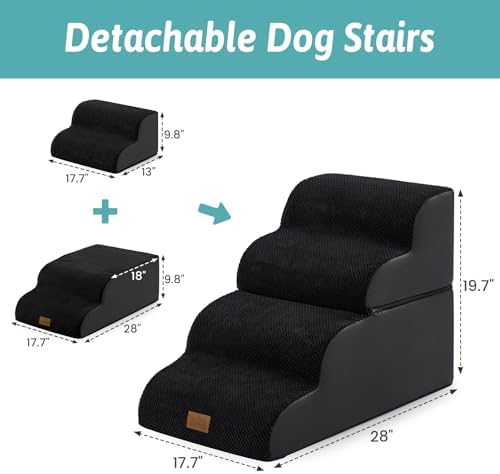 COZY KISS Detachable Small Dog Stairs 19.7" H, Wide Pet Step - Image 2