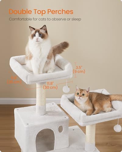 Feandrea Cat Tree, 55.8-Inch Tall Cat Tower Condo Indoor, Light Warm White - Image 4