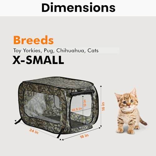 Portable Collapsible Pop Up Kennel, Camo Green - Image 2