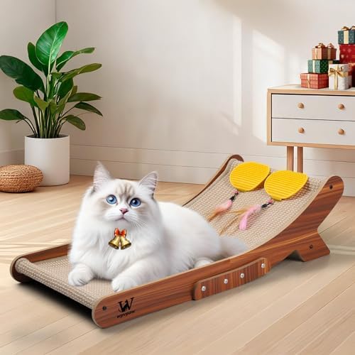 Sisal Cat Scratcher Bed, Natural Solid Wood Scratch Lounger, No Mess Scratching by Unknown