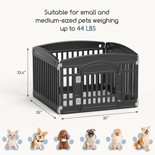 DUMOS Dog Playpen, 24 Inch 4 Panels Plastic Small Pet Fence Play Pen - Image 5