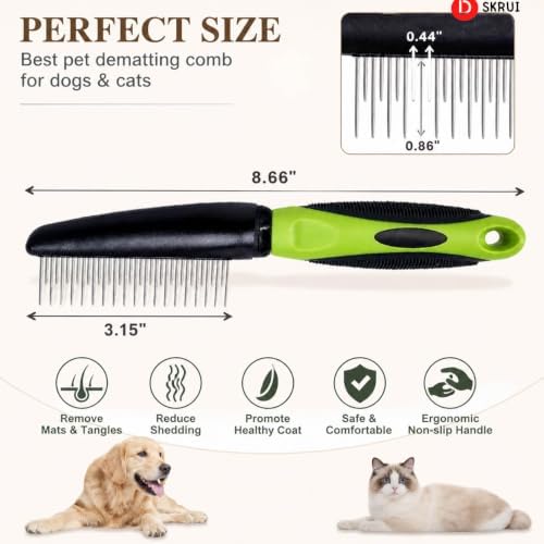 Dog Comb for Shedding & Dematting, Rotating Pins, 8.7 in - Image 4