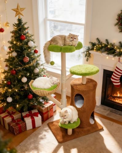 Indoor Cat Tree Tower: Multi-Level Sisal Scratching Post 53.5 Inch - Image 2