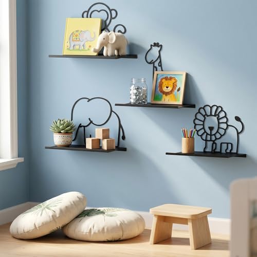 Sieral 4 Pcs Safari Wall Shelf Metal Safari Wall Decor Bookshelf - Image 6