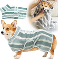 Quick-Dry Dog Bathrobe, Absorbent Striped Pet Towel Coat，Green：L by Unknown