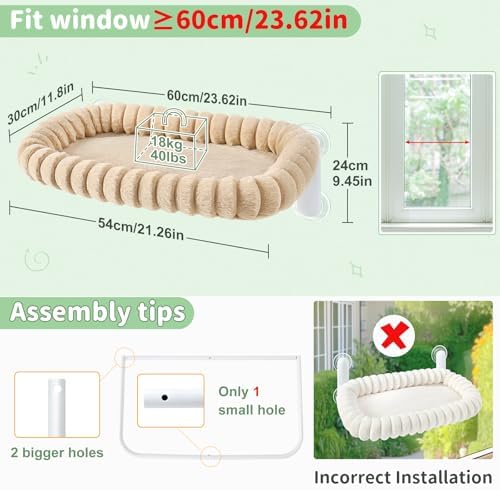 Sunhoo Foldable Cat Window Perch, Large Suction Cup Kitty Hammock - Image 4