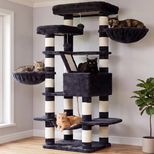 Heybly Cat Tree, 68 inch Multi-Level Cat Tower by HEYBLY