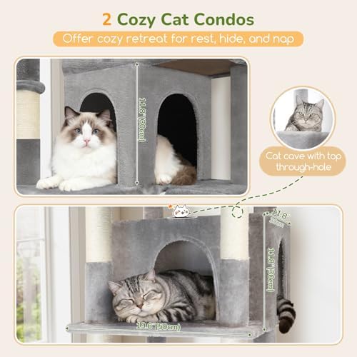 Globlazer 80in Extra Large Tall Corner Cat Tree Tower, Light Grey - Image 3