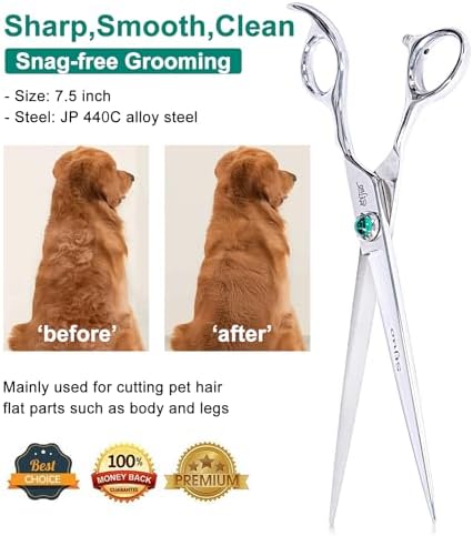 Dog Grooming Straight Scissors 7.5 inch Professional Pet Shears Made Of - Image 4