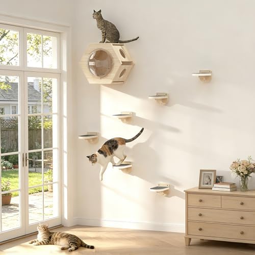 TIMHAKA 3 Pcs Cat Wall Shelves, Cat Wall Steps - Image 7