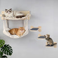 Beige Wall Mounted Cat Double Hammock & 3 Steps, Pine Climbing Shelf & Perch Set by Unknown