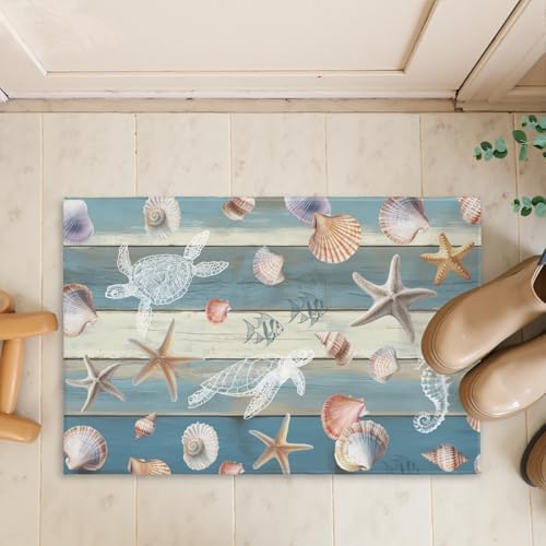 Giwawa Coastal Starfish Bath Rug Summer Sea Turtle Bathroom Carpet Soft Non - Image 7