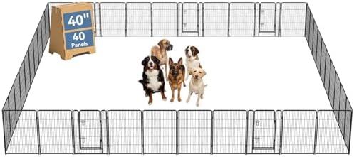 DUMOS Dog Playpen 40 Inch 40 Panels Indoor Outdoor Metal Pet Fence by DumosLifestyle