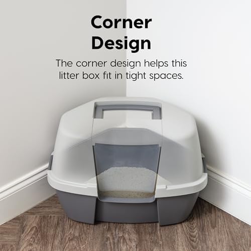 IRIS USA Large Corner Cat Litter Box, Space Saver, Dark Gray - Image 3