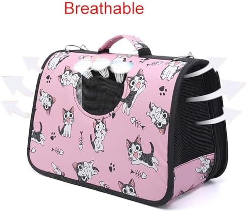 Pet Carrier with Shoulder Strap, 14 Inch x 9.4 Inch x 7 Inch Foldable Pink - Image 5