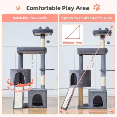 Taoqimiao Sturdy Cat Tree, 55.1In Cat Tower - Image 4