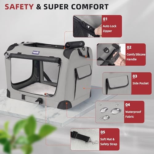Petprsco Large Cat Carrier for 2 Cats/Small Dogs 24"x17"x17" for Car Travel - Image 4