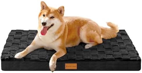 Patas Lague Orthopedic Dog Bed Washable Pet Crate Mat 30''X20'' Black by PatasLague