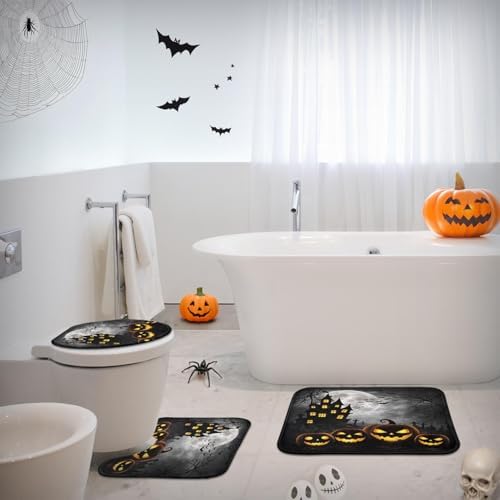 Arttown Bathroom Rug Set of 3, Bath Mats Halloween Spooky Black - Image 6